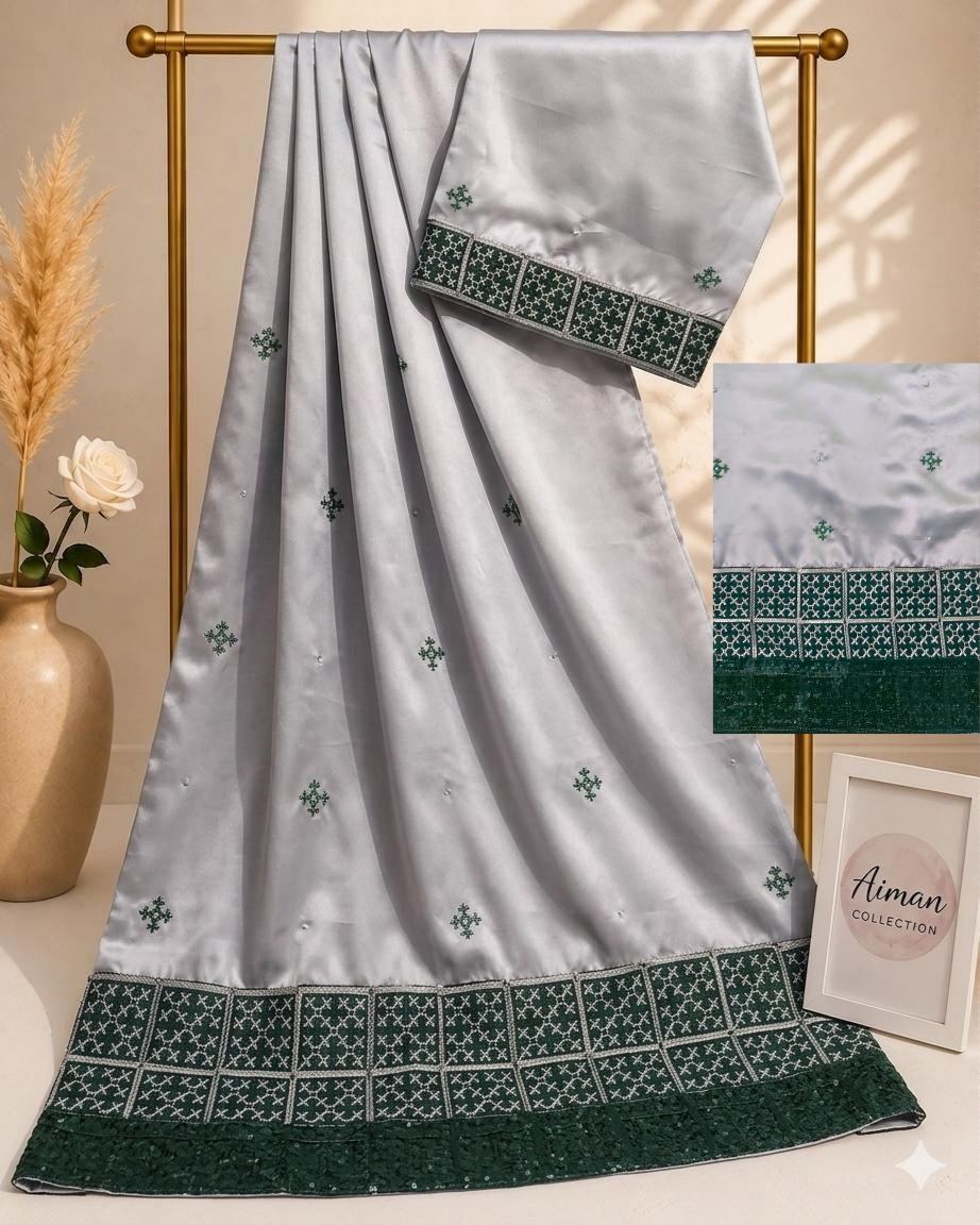 Silver green moti work wth penal