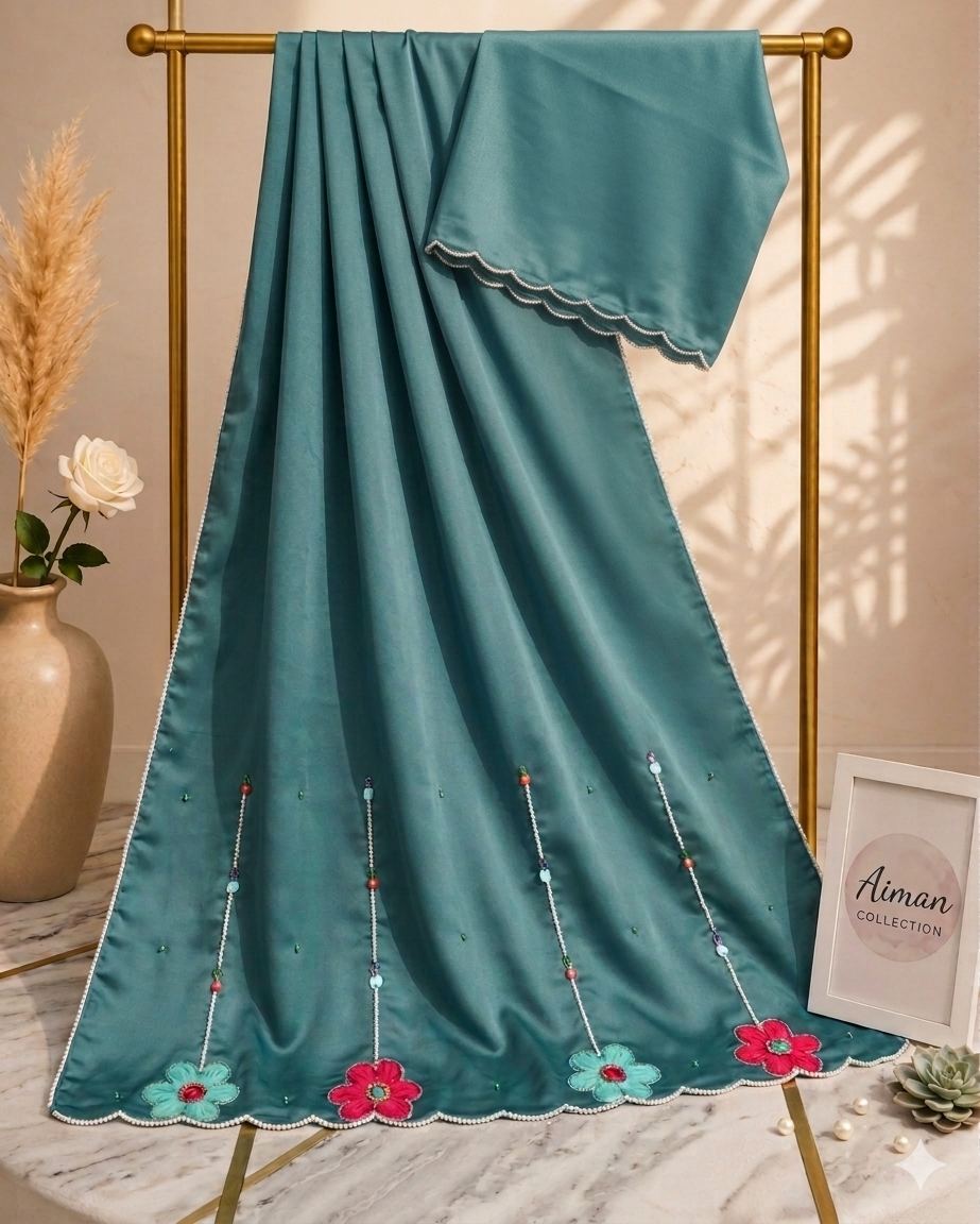 Green rida moti work wth tissue flower