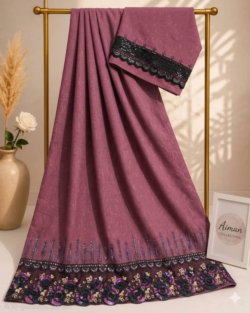 Mehroon cutdana work wth lace