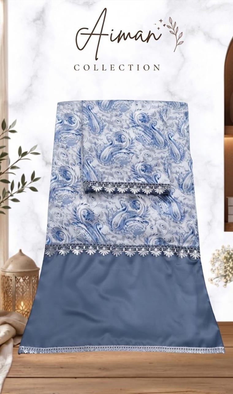 Silk silver blue wth lace