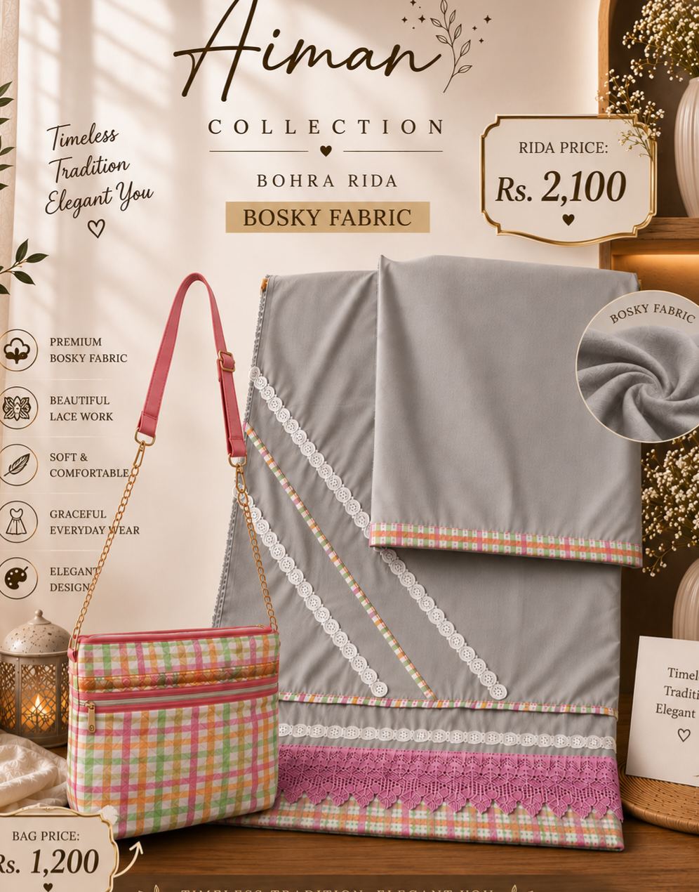 Grey boski wth bag